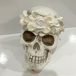 Large Floral Skull Home Accent Halloween Decorations NWT